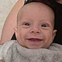 Andrew participe au concours pour gagner de l'argent avec cette photo : baby, infant, child, smile, happy, face, eyes, dimple, towel, blanket, portrait, close_up, cheeks, skin, head, arm, parent, indoors, fabric, holding