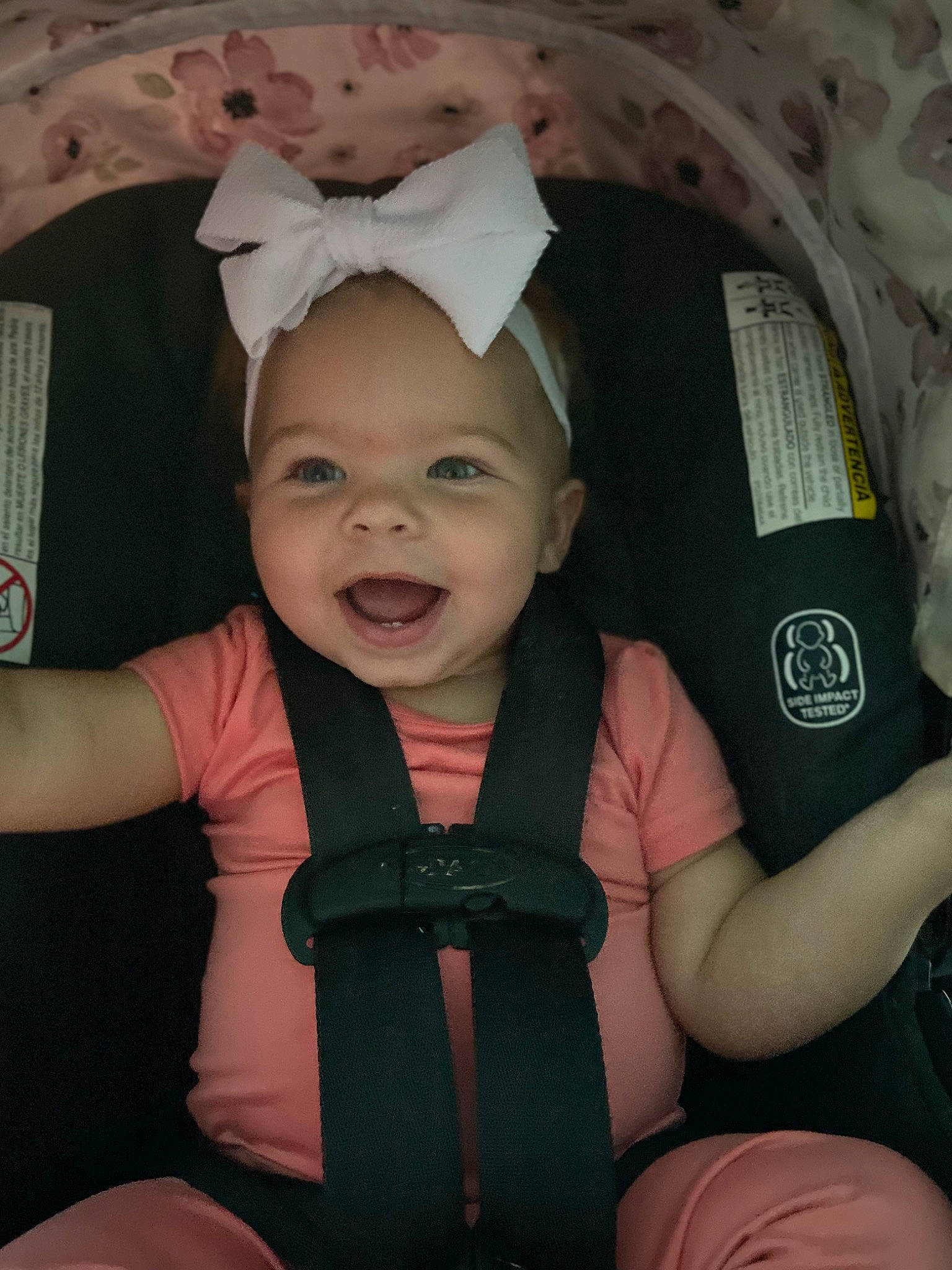Jazzlynn is registered to the contest to win money with this photo: baby, baby_carriage, baby_products, baby_toddler_clothing, car_seat, cheek, child, comfort, finger, fun, gesture, happy, lap, mouth, person, product, seat_belt, skin, smile, thumb