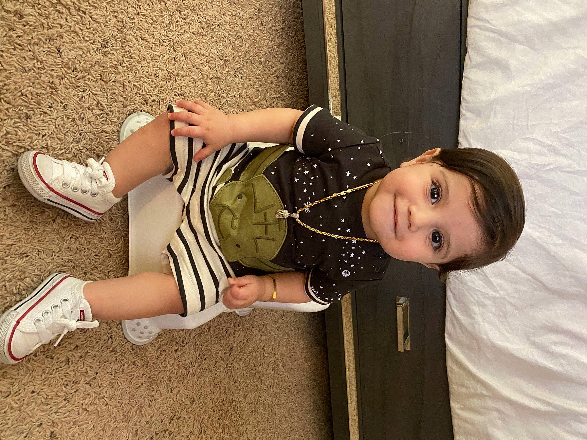 Jesiah joined the competition — help win amazing prizes! baby_toddler_clothing, child, foot, fun, happy, human_leg, joint, joy, knee, pattern, person, shoe, sitting, sleeve, smile, sock, street_fashion, thigh, toddler, tree