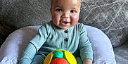 Reshard is registered to the contest to win money with this photo: baby, child, smiling, toy, couch, pillow, socks, indoor, happy, infant, person, clothing, face, cute, seated, home, play, colorful, comfortable, portrait