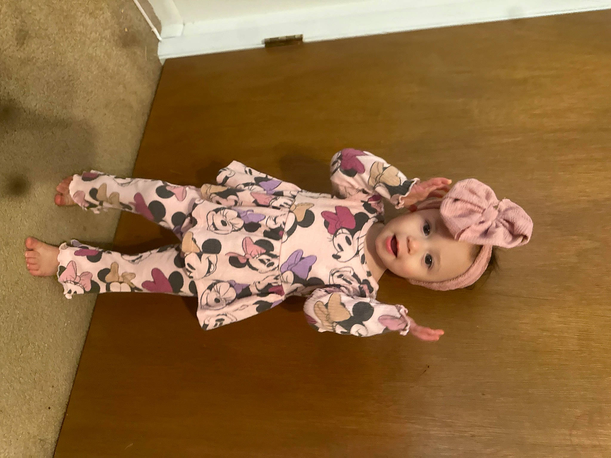 Addison joined the competition — help win amazing prizes! art, baby_toddler_clothing, child, costume, doll, dress, fawn, floor, flooring, foot, hardwood, headwear, human_body, human_leg, magenta, person, pink, room, smile, thigh