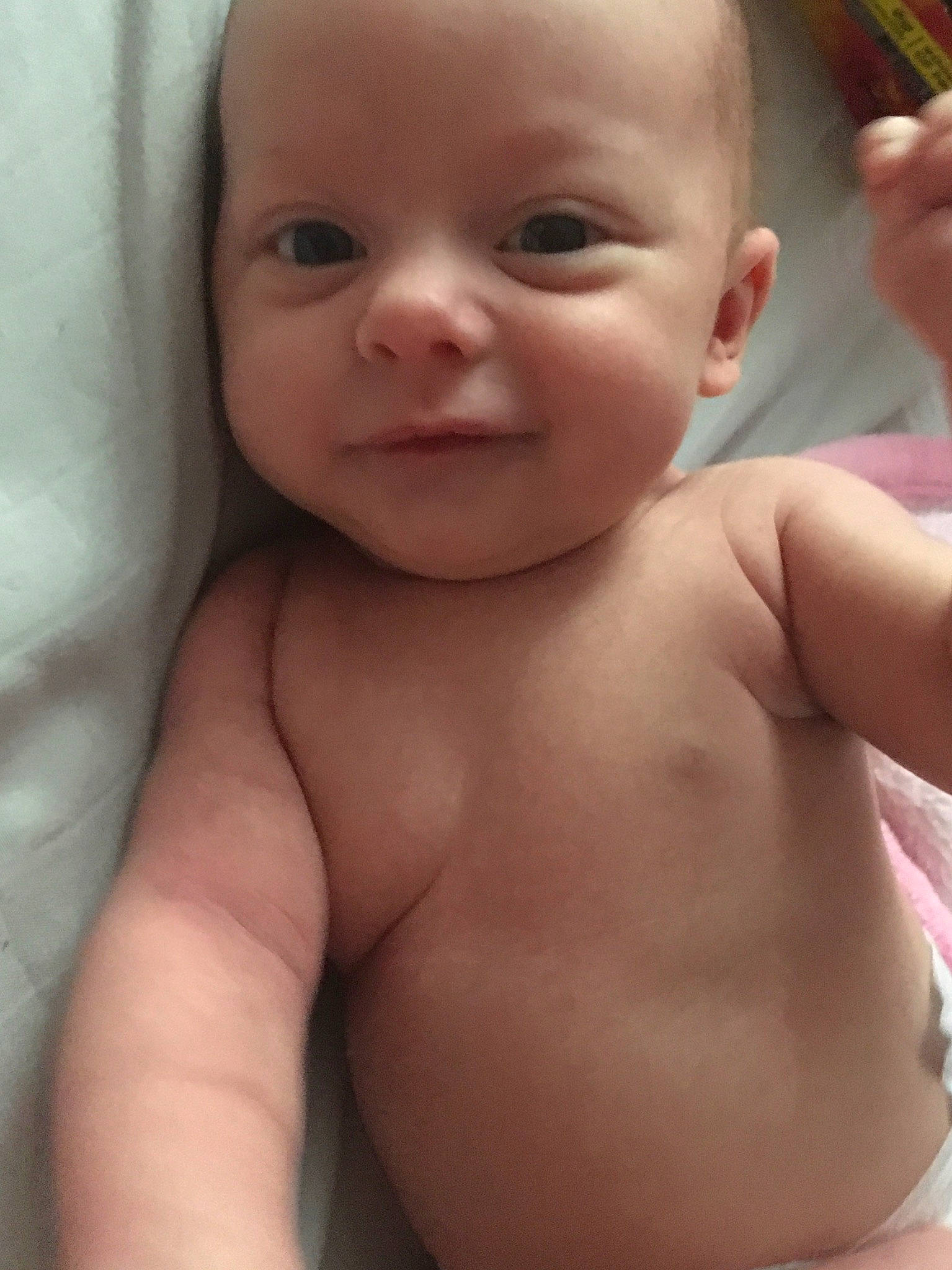 Noel is registered to the contest to win money with this photo: baby, baby_making_funny_faces, cheek, child, chin, close_up, eye, eyebrow, face, facial_expression, forehead, head, iris, lip, mouth, muscle, nose, person, skin, smile