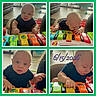 Malakai is registered to the contest to win money with this photo: baby, child, toy, piano, colorful, indoor, play, curious, exploring, hands, face, expression, seat, floor, furniture, natural_light, collage, date_overlay, living_room, concentration