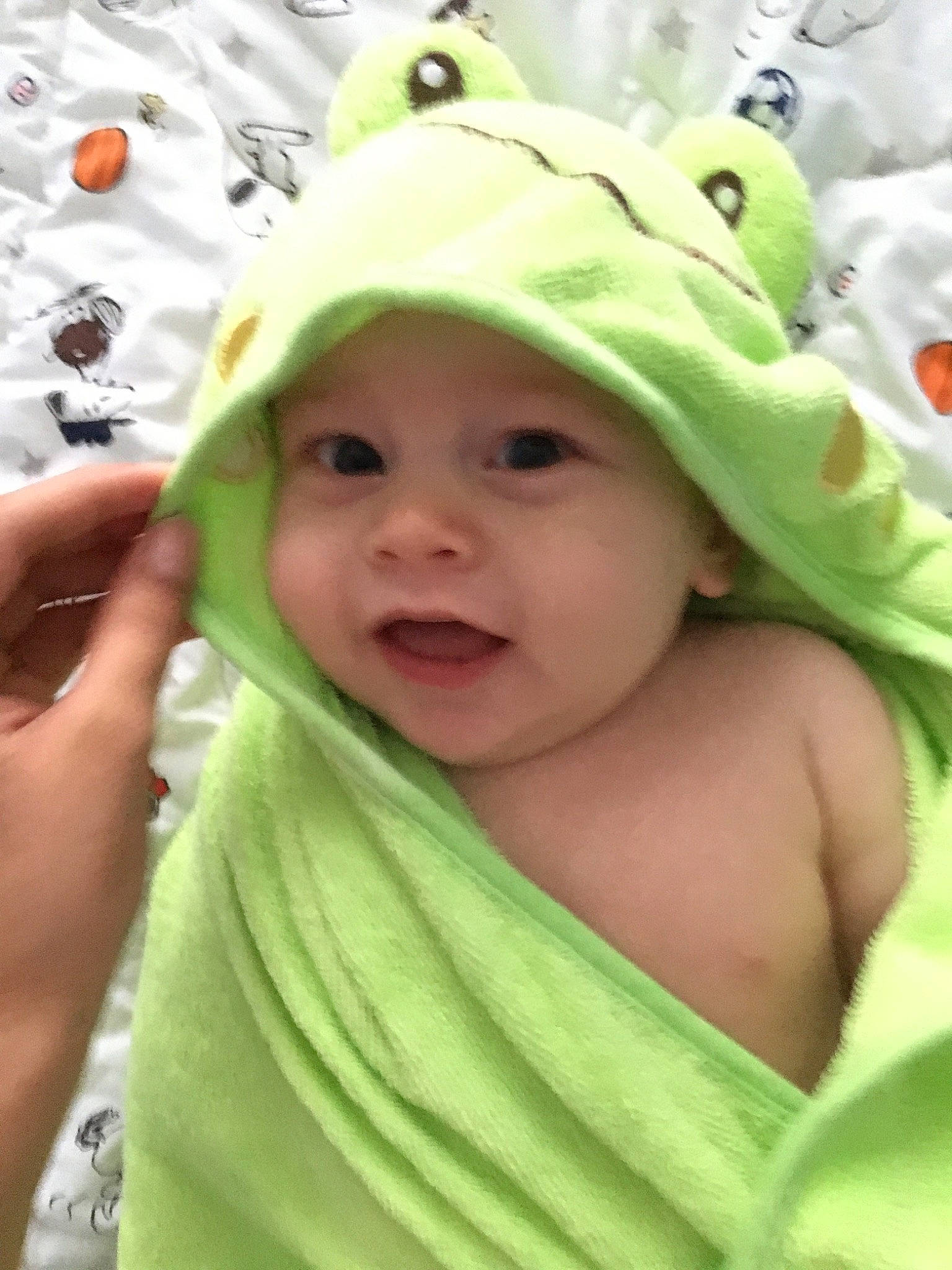 Zayne joined the competition — help win amazing prizes! baby, bonnet, child, green, head, headgear, headwear, person, skin, smile, toddler