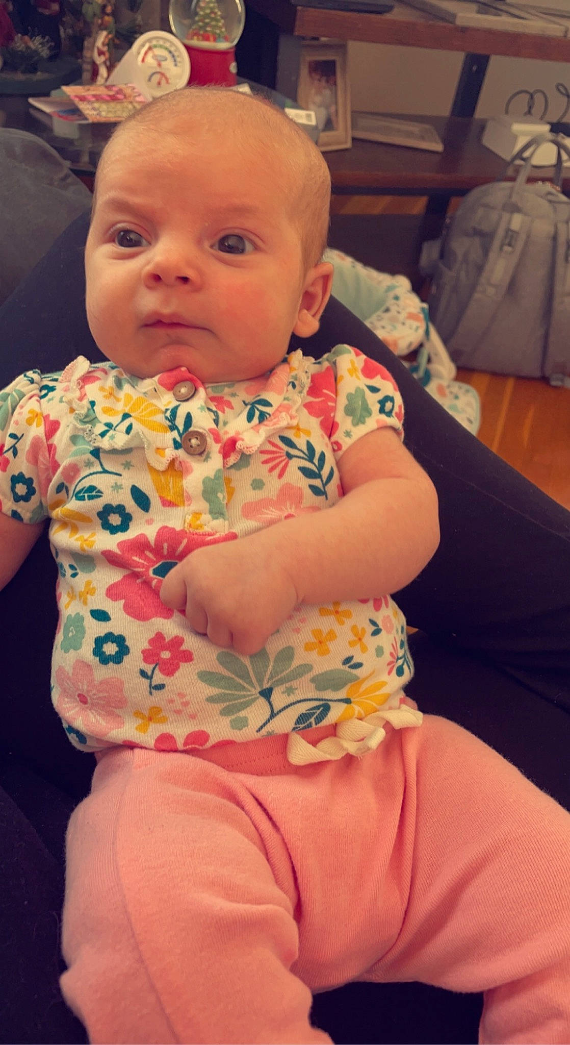 Eleanor is registered to the contest to win money with this photo: baby, baby_toddler_clothing, cheek, chin, comfort, eye, hair, happy, head, human_body, iris, lip, mouth, neck, nose, person, shoulder, skin, sleeve, standing