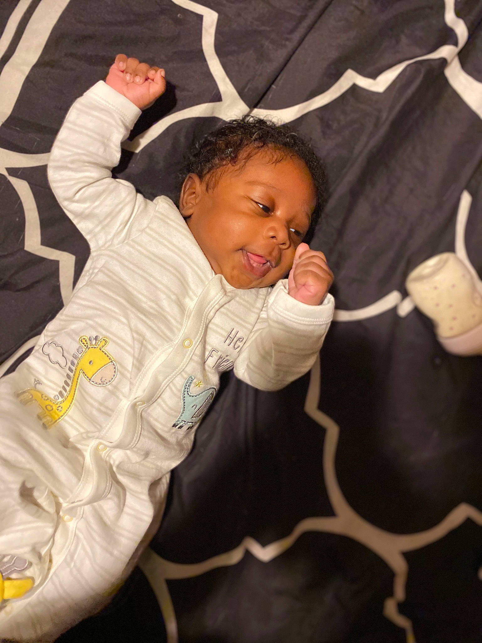 Javon joined the competition — help win amazing prizes! baby_toddler_clothing, cool, facial_expression, gesture, hoodie, laugh, nose, person, pleased, space, tooth