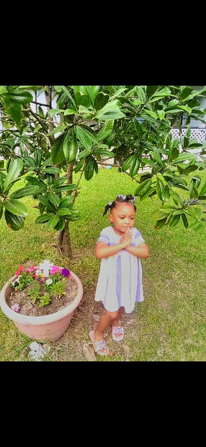 Sariyah is registered to the contest to win money with this photo: annual_plant, baby_toddler_clothing, child, flower, flowering_plant, flowerpot, fruit, garden, grass, happy, houseplant, people_in_nature, person, plant, rose_family, sandal, shrub, smile, terrestrial_plant, toddler
