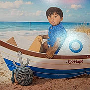 Mateo joined the competition — help win amazing prizes! anchor, beach, blue_shirt, boat, boy, captain, child, coastline, nautical, ocean, outdoor, portrait, reflection, rope, sand, seaside, sitting, sunny, toddler, toy_boat
