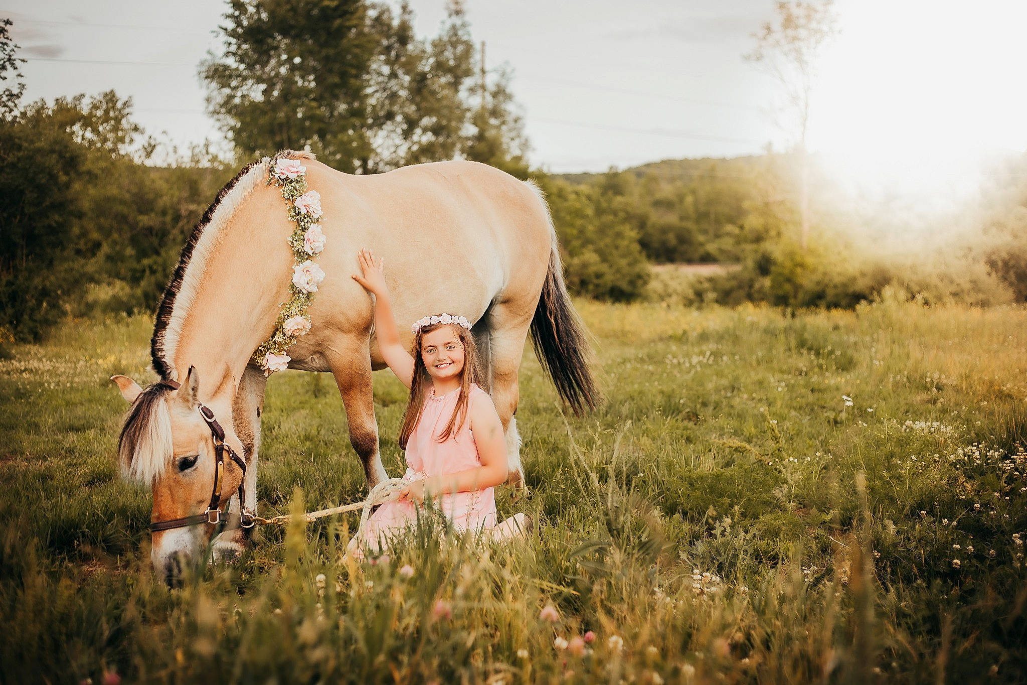 Maci joined the competition — help win amazing prizes! dress, ecoregion, fawn, field, flash_photography, grass, grassland, grazing, happy, headwear, horse, joy, landscape, mammal, meadow, people_in_nature, person, plant, rural_area, sky