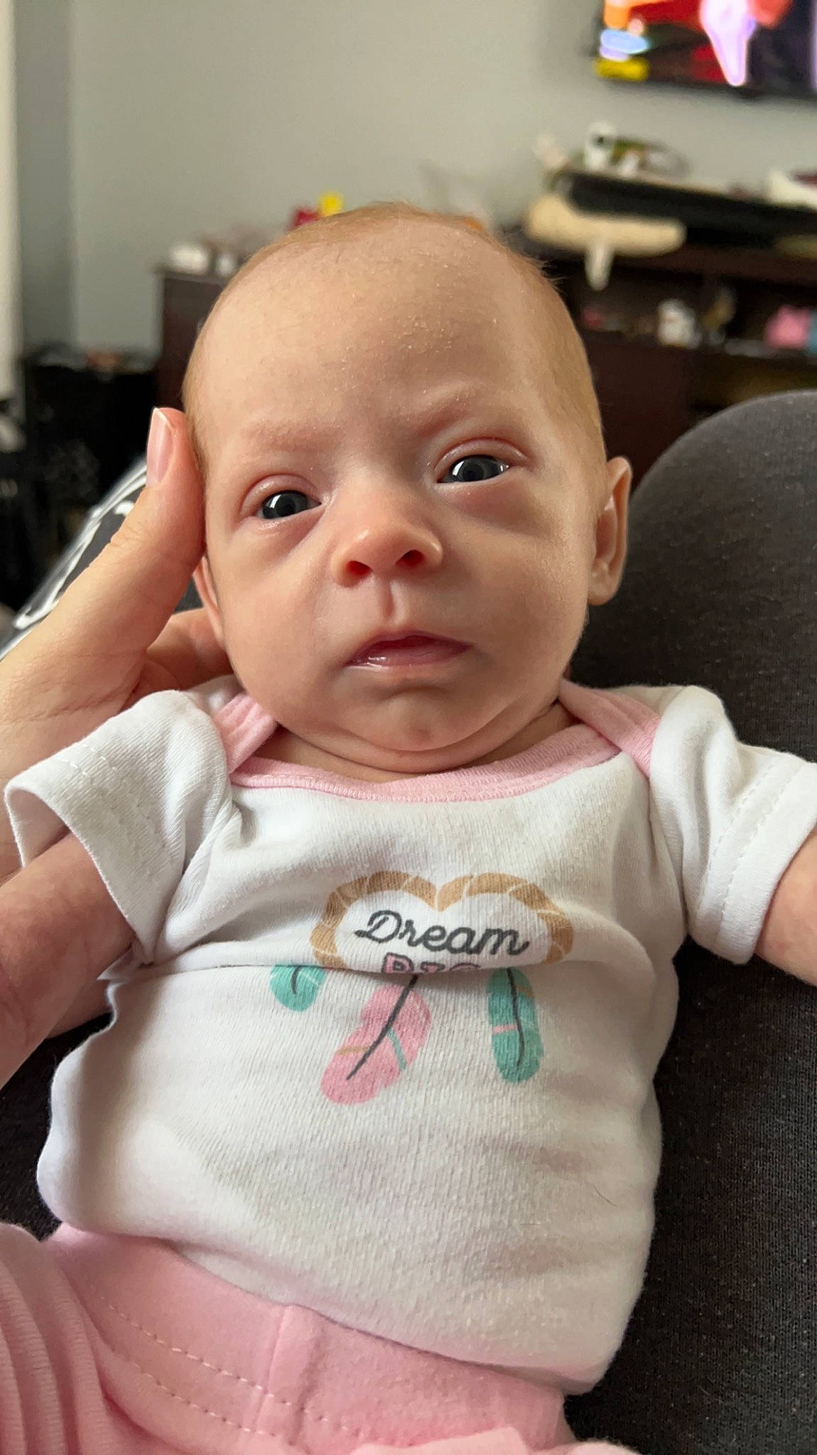 Piper joined the competition — help win amazing prizes! baby, baby_toddler_clothing, cheek, child, comfort, computer_keyboard, eyebrow, eyelash, happy, human_body, iris, lip, nose, person, product, sitting, skin, sleeve, smile, t_shirt