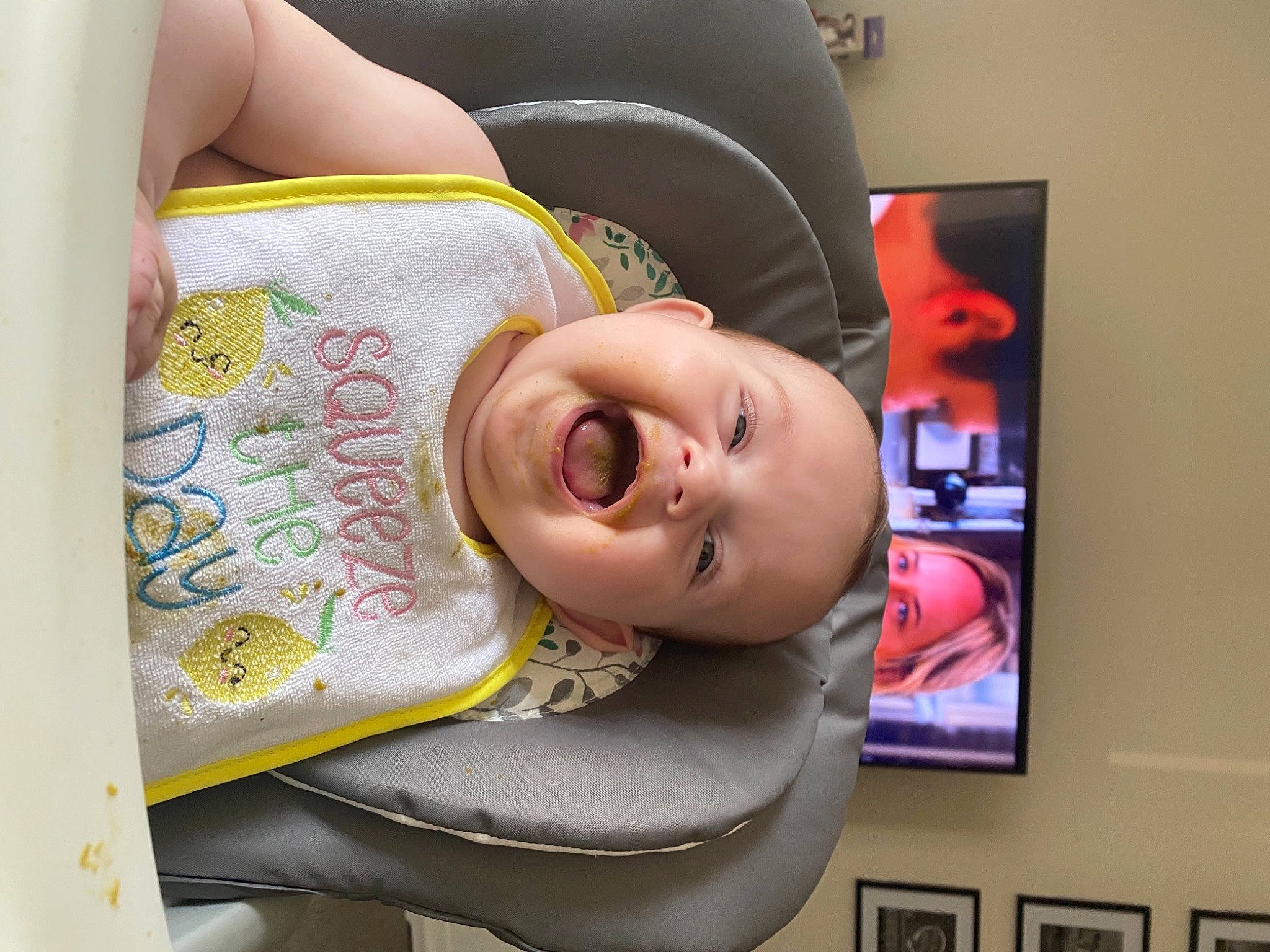 Amelia is registered to the contest to win money with this photo: art, baby, baby_products, chest, child, comfort, eyebrow, eyelash, fun, happy, headgear, human_leg, mouth, neck, person, picture_frame, room, smile, thigh, toddler