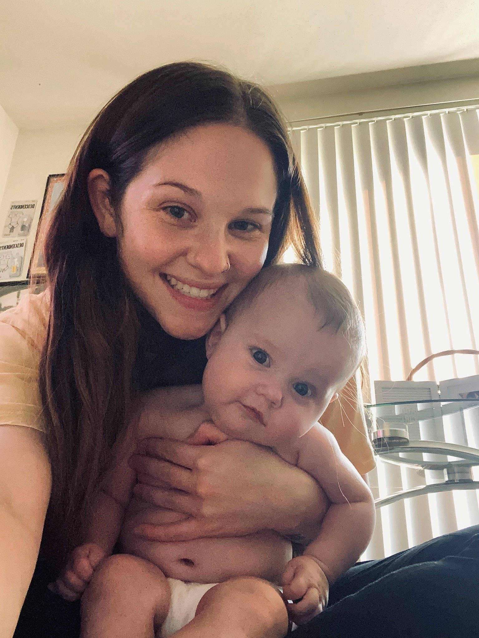 Amelia joined the competition — help win amazing prizes! abdomen, baby, black_hair, cheek, chest, comfort, curtain, flash_photography, fun, gesture, happy, iris, joy, neck, person, skin, smile, stomach, thigh, thumb