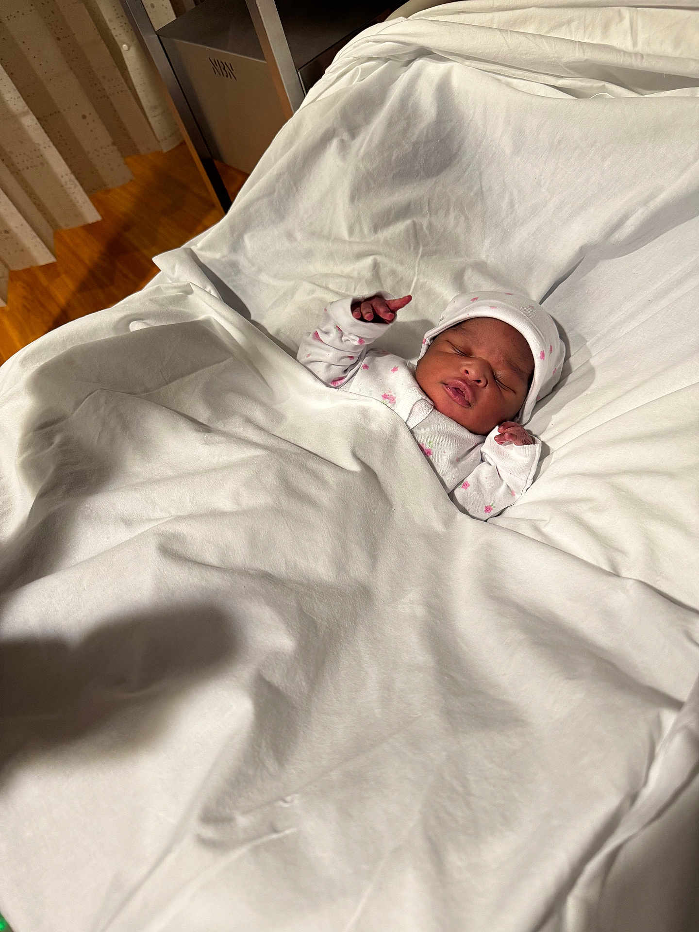 Daenerys joined the competition — help win amazing prizes! newborn, baby, sleeping, blanket, bed, hat, pajamas, infant, resting, cozy, indoors, cute, peaceful, small, child, person, soft, white, comfort, sleep