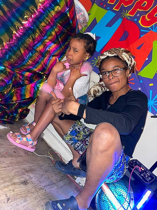 Paisley joined the competition — help win amazing prizes! beauty, black_hair, blue, cool, event, eyewear, fashion, friendship, fun, happy, human_body, leg, leisure, magenta, person, purple, sandal, shorts, sneakers, thigh