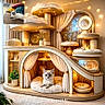 Bueno a rejoint le concours — aidez-le/la à gagner de superbes lots ! carpet, cat, cat_furniture, cat_tree, cozy, curtains, cute_pet, decorative_lighting, fairy_lights, feline, fluffy_cat, home_decor, indoor_plant, luxury_pet_bed, pet, plush_cushion, relaxing_cat, star_lights, window, wooden_structure