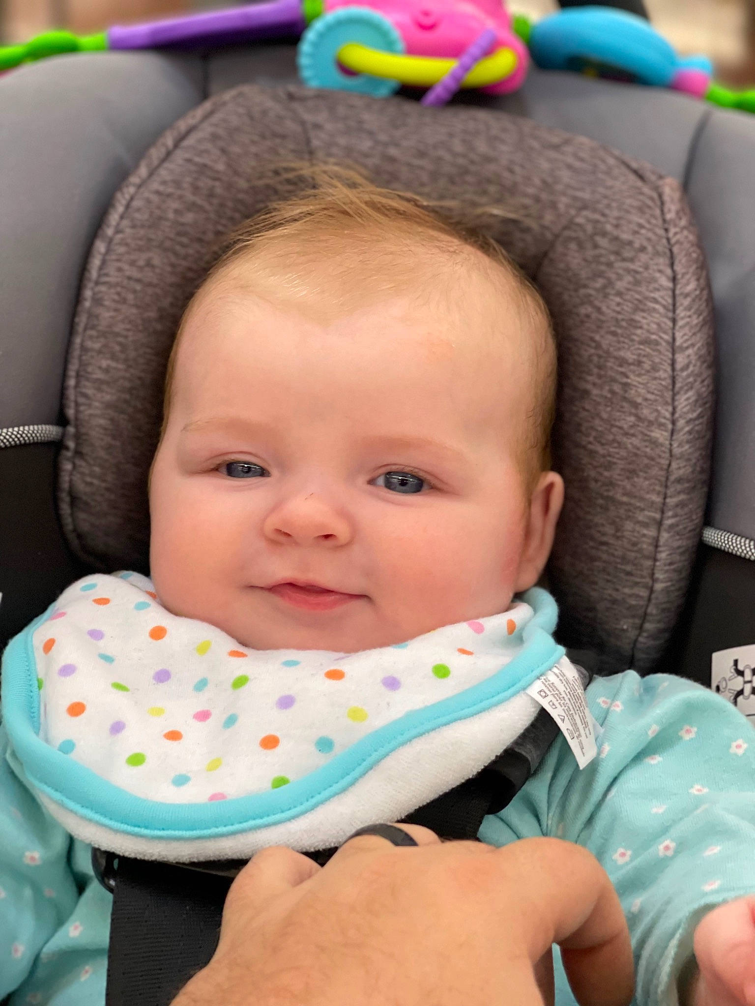 Madelynn is registered to the contest to win money with this photo: baby, baby_toddler_clothing, cheek, child, comfort, eye, eyelash, facial_expression, green, happy, head, iris, lip, person, product, skin, smile, textile, toddler, white