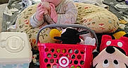 Mateo joined the competition — help win amazing prizes! baby, basket, blanket, chewing, child, clothing, cushion, cute, floor, home, indoor, infant, mickey_mouse, person, playtime, plush_toy, sofa, soft_toy, stuffed_animal, toy