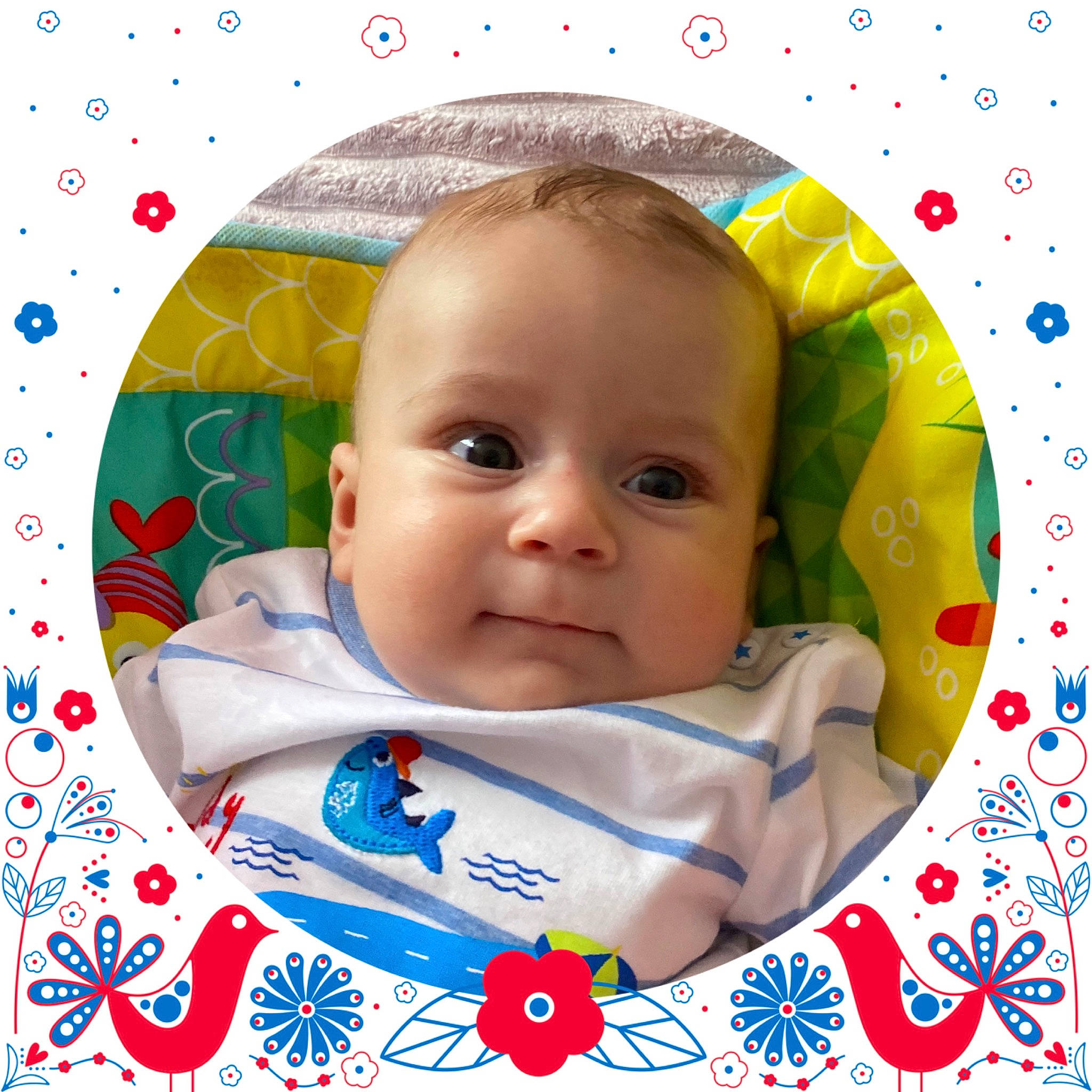 Matthias joined the competition — help win amazing prizes! baby, baby_toddler_clothing, child, circle, collar, face, happy, pattern, person, rectangle, sleeve, smile, toddler