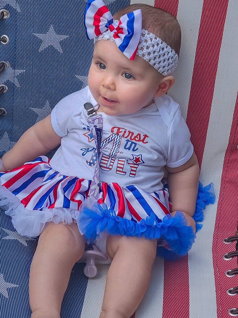 Evelyn joined the competition — help win amazing prizes! azure, baby_toddler_clothing, blue, cap, child, costume_hat, day_dress, dress, electric_blue, happy, hat, headgear, headwear, knit_cap, magenta, pattern, person, pink, sleeve, smile