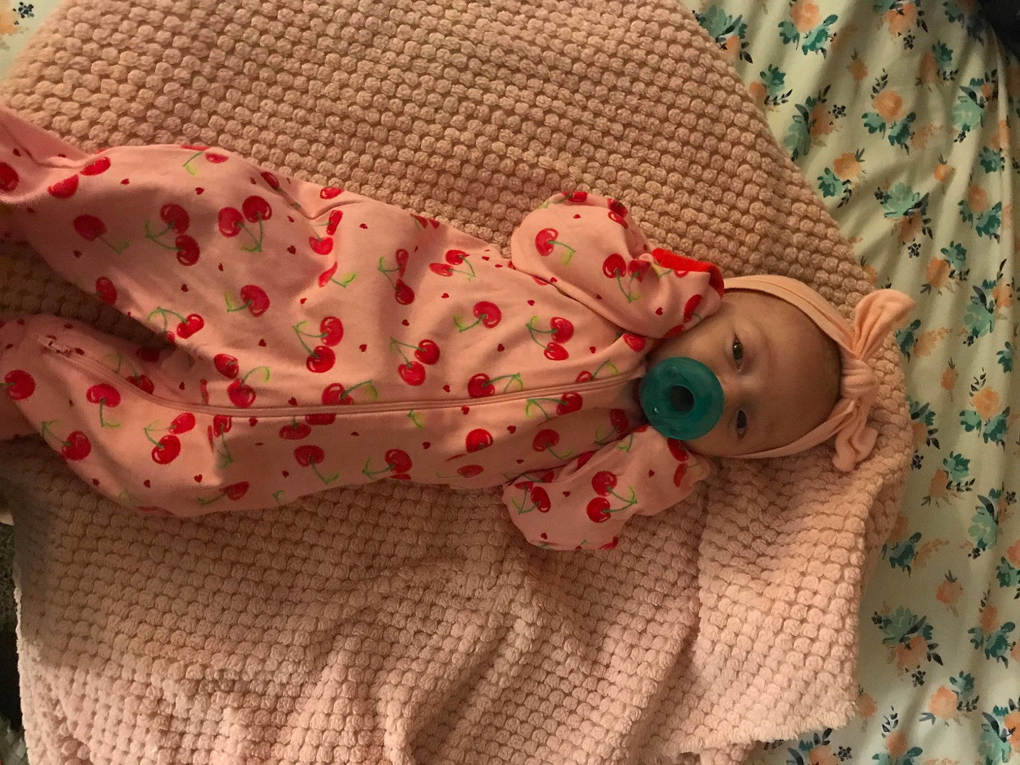 Elliana is registered to the contest to win money with this photo: baby, baby_products, baby_safety, baby_sleeping, baby_toddler_clothing, baby_toys, bed_sheet, bedding, child, comfort, linens, pattern, peach, person, pink, quilt, room, sleeve, textile, toddler