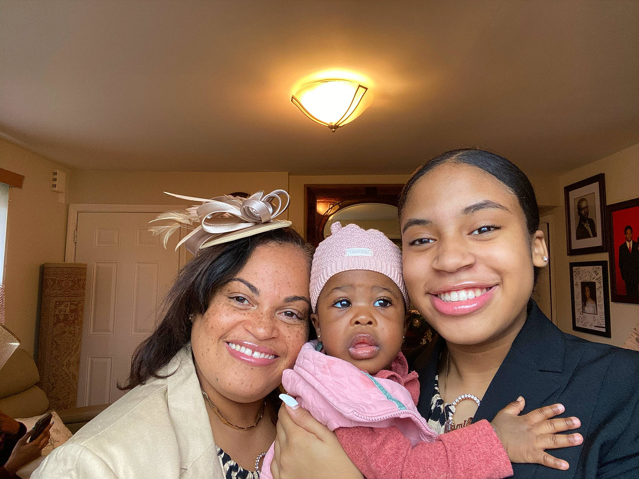 Isabelle joined the competition — help win amazing prizes! baby, ceiling, child, event, family, fashion_accessory, friendship, fun, happy, hug, jewellery, joy, laugh, light_fixture, necklace, person, picture_frame, room, selfie, smile