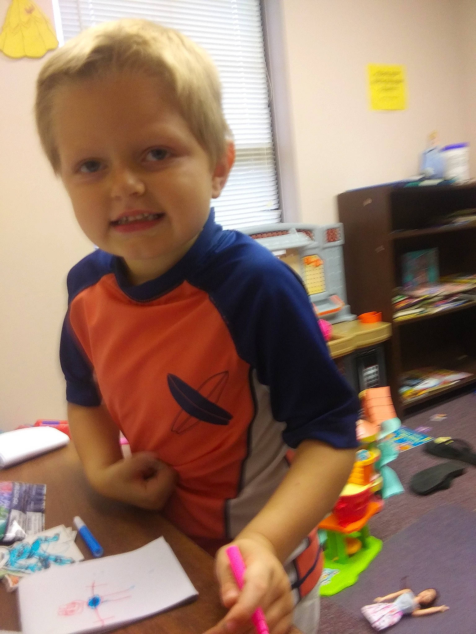 Leighton is registered to the contest to win money with this photo: child, kindergarten, learning, person, play, room, t_shirt, toddler, toy