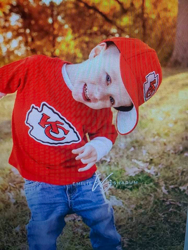 Kaysen joined the competition — help win amazing prizes! baseball_cap, child, cool, electric_blue, fun, grass, happy, jeans, leaf, leisure, orange, pattern, people_in_nature, person, recreation, sleeve, t_shirt, textile, toddler, tree