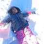 Dalyah a rejoint le concours — aidez-le/la à gagner de superbes lots ! boots, child, cold, fun, gloves, happy, jacket, nature, outdoor, park, pink_pants, play, recreation, smiling, snow, snow_angel, snowy_ground, sunlight, winter, winter_clothing