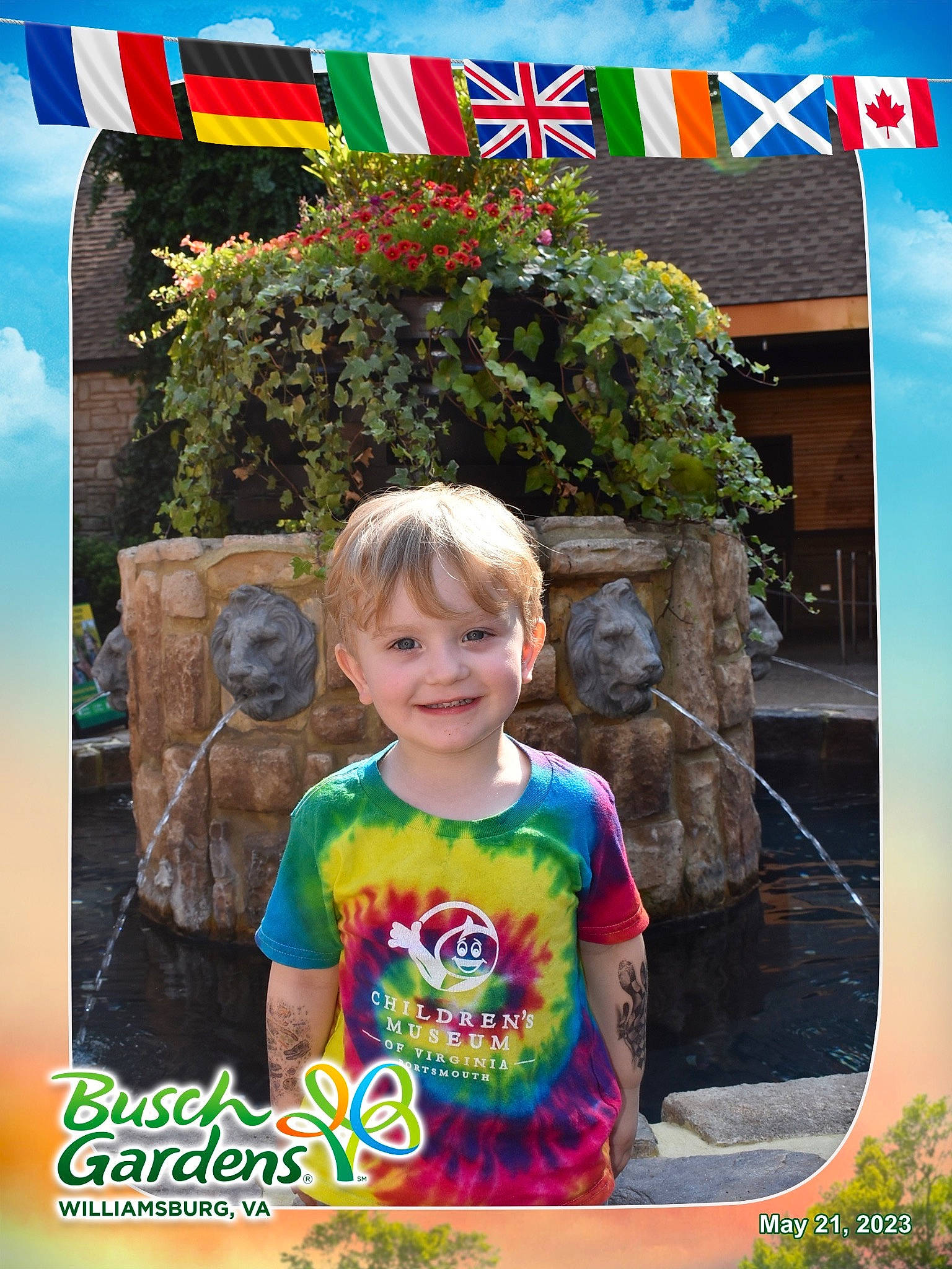 Mason is registered to the contest to win money with this photo: adaptation, blue, cloud, flag, grass, green, happy, joy, landscape, leisure, nature, person, photograph, plant, sky, smile, snapshot, summer, t_shirt, toddler
