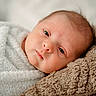 baby, bedding, blanket, close_up, cozy, eyes, face, head, indoor, infant, lying_down, newborn, photography, plush, portrait, resting, skin, sleepy, soft_texture, swaddle
