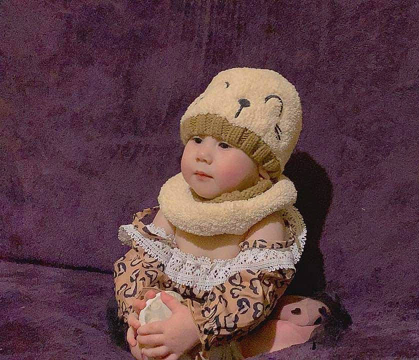 Scarlet Averie joined the competition — help win amazing prizes! art, baby, baby_toddler_clothing, cap, comfort, crochet, dress, eye, face, fashion_accessory, fashion_design, fur, happy, headgear, headwear, knit_cap, pattern, person, sleeve, toddler