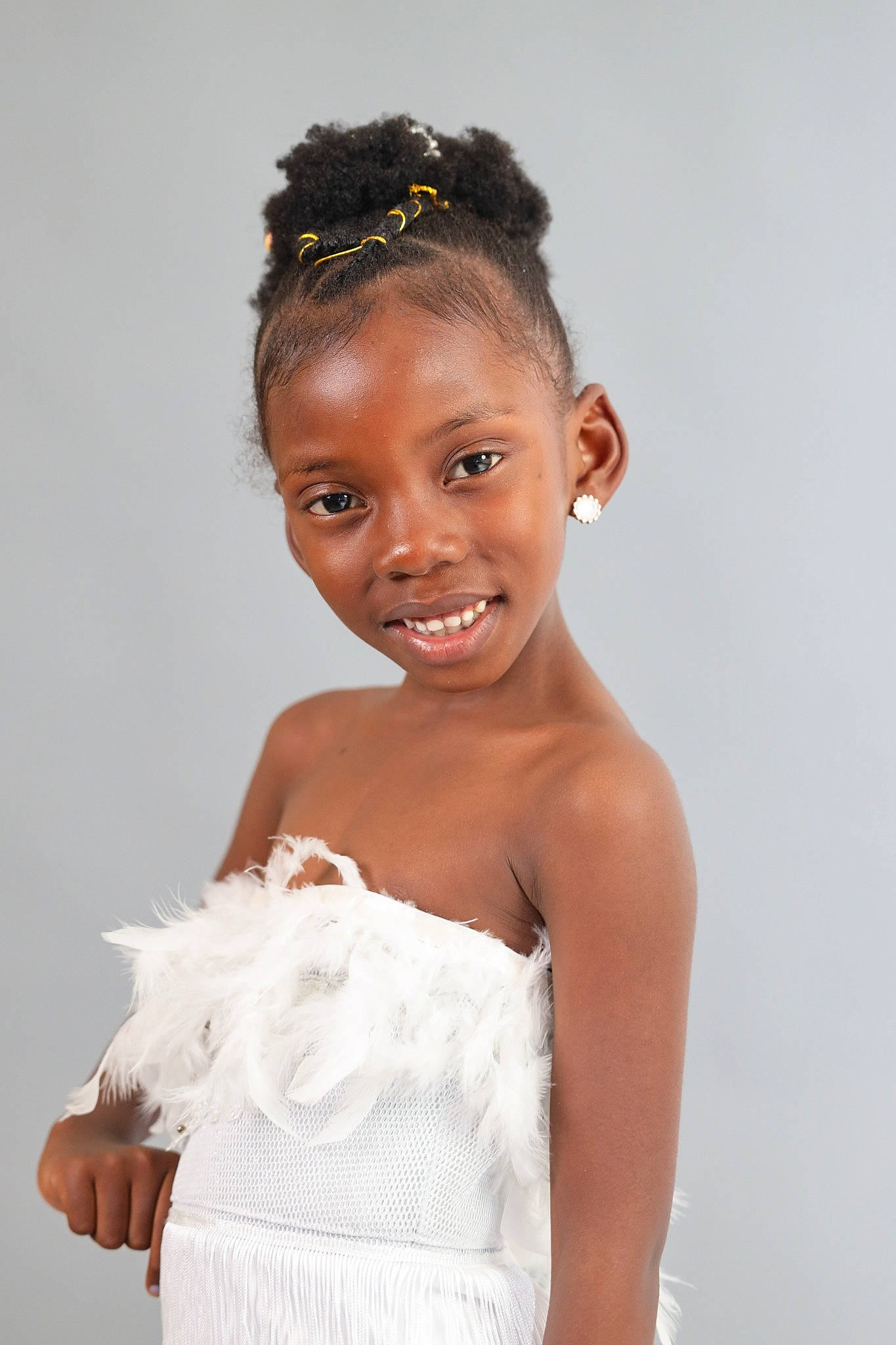 Sahara joined the competition — help win amazing prizes! abdomen, bridal_accessory, brown_hair, bun, chest, chin, event, eyelash, fashion_design, flash_photography, happy, headpiece, jewellery, joy, makeover, neck, person, sleeve, smile, toddler