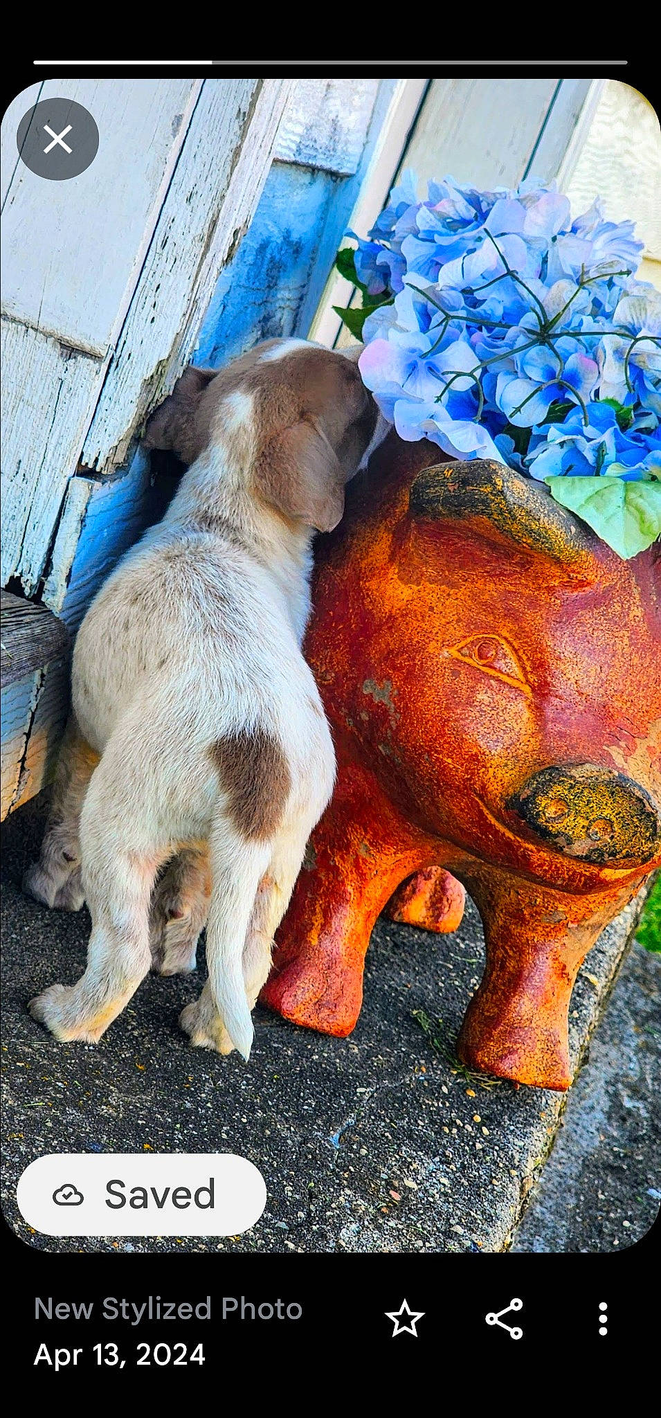 Ms. Betsy joined the competition — help win amazing prizes! art, blue, canidae, carnivore, companion_dog, dog_breed, electric_blue, fawn, flower, grass, liver, livestock, paint, painting, petal, plant, snout, tail, terrestrial_animal, working_animal