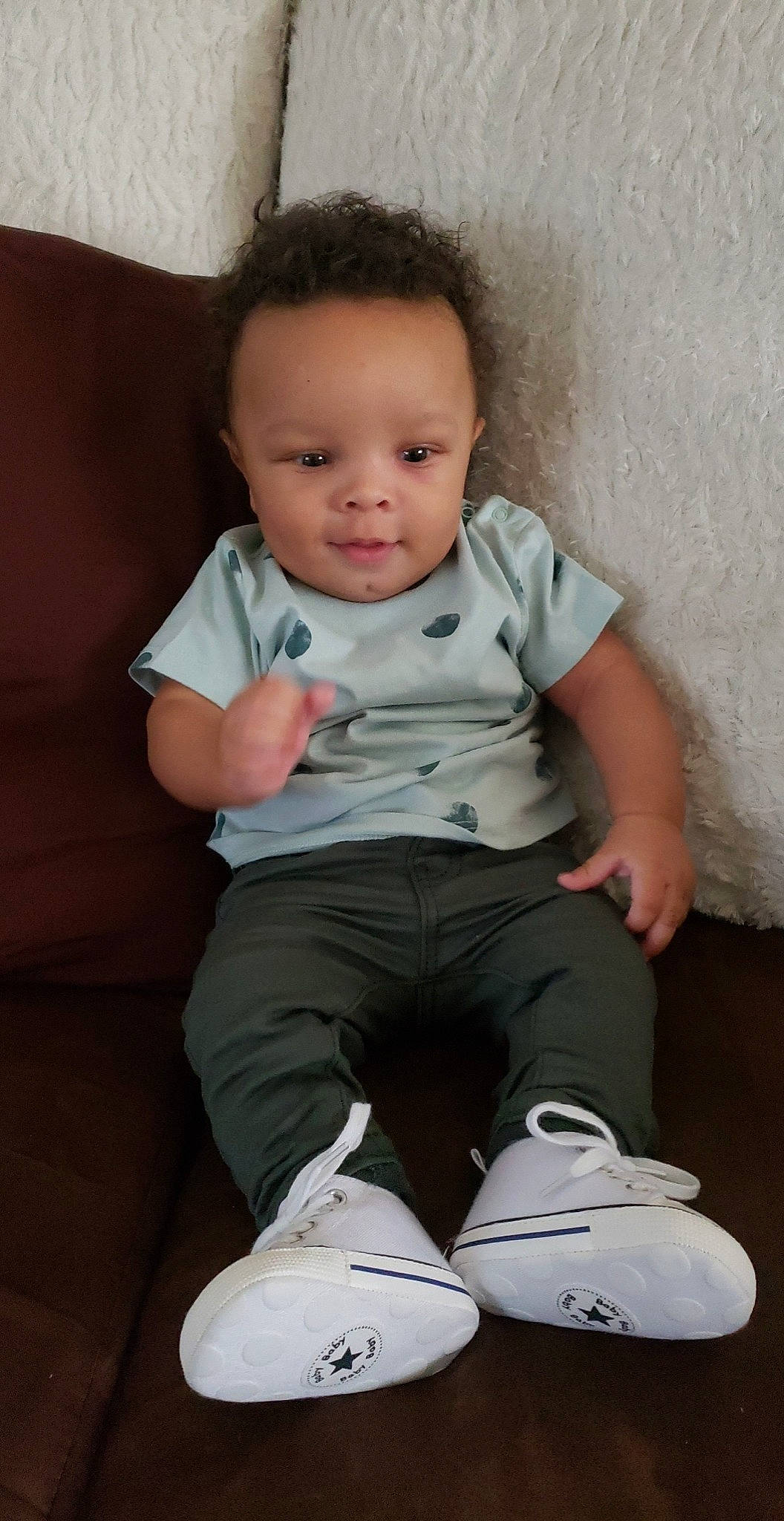 Ernest joined the competition — help win amazing prizes! arm, baby_toddler_clothing, cheek, comfort, eye, face, finger, hand, head, human_body, joint, knee, leg, outdoor_shoe, person, pink, shoulder, sleeve, t_shirt, toddler