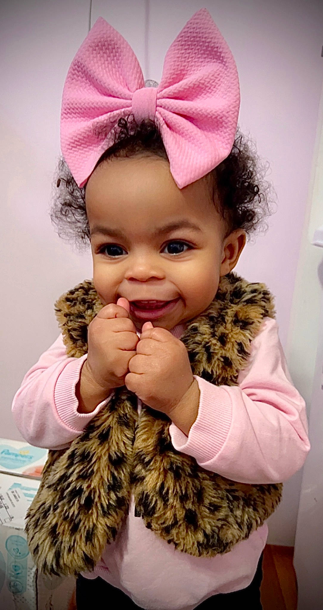 Briella joined the competition — help win amazing prizes! arm, beauty, child, ear, finger, gesture, happy, headgear, headpiece, human_body, joy, magenta, nail, person, pink, purple, skin, sleeve, smile, thumb