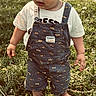 Felix joined the competition — help win amazing prizes! toddler, child, baby, outdoor, park, grass, trees, nature, portrait, standing, barefoot, overalls, denim, t_shirt, curious, face, single_person, daylight, sunlight, dandelions
