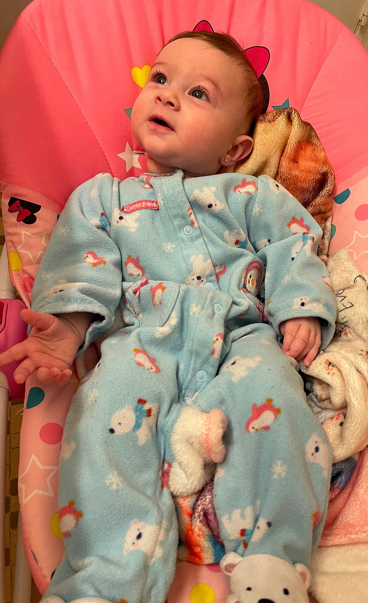 Everlee joined the competition — help win amazing prizes! baby, baby_toddler_clothing, cheek, child, chin, comfort, dress, eye, face, facial_expression, head, human_body, jacket, military_camouflage, nose, outerwear, person, pink, skin, sleeve