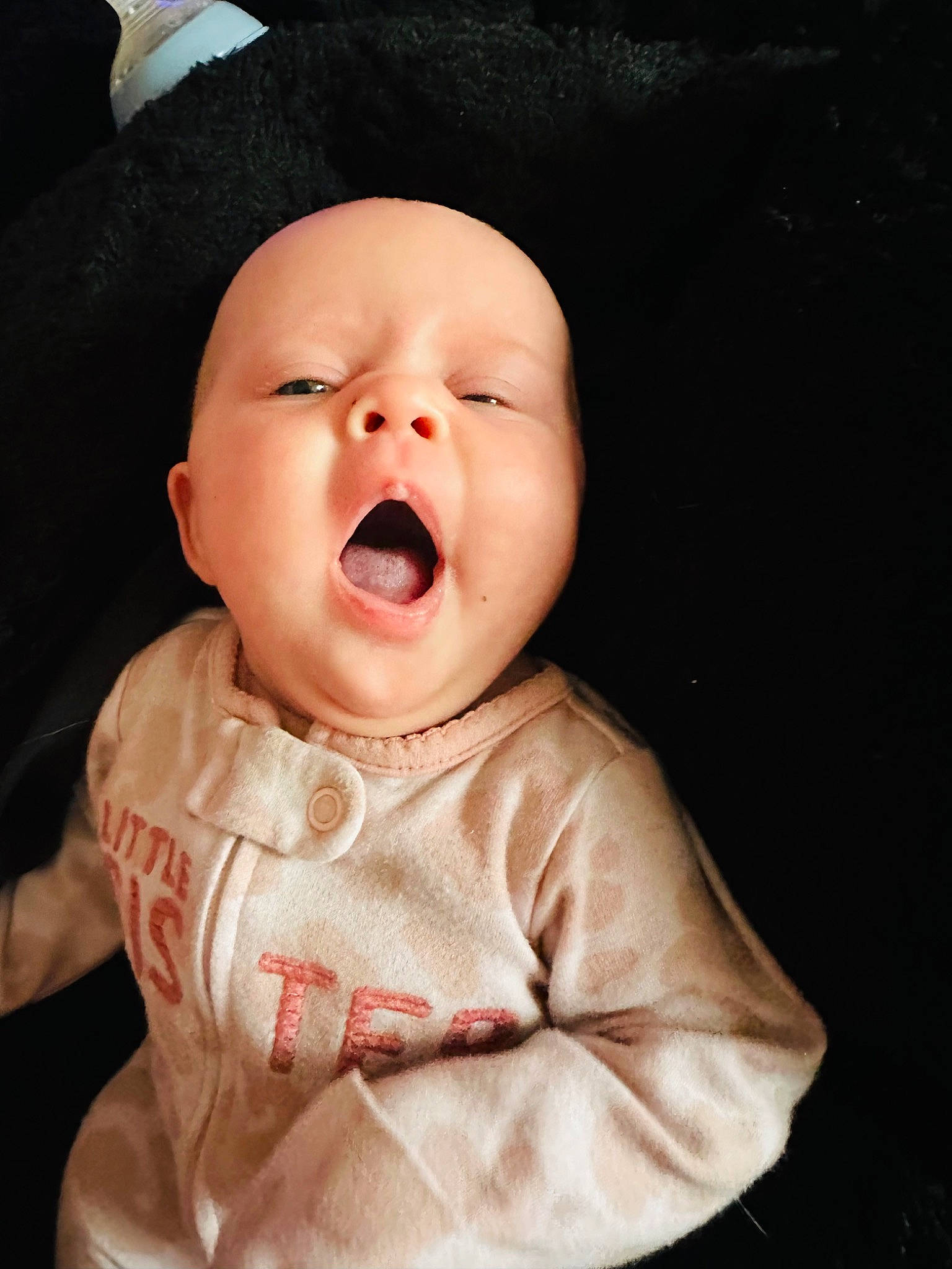 Grace is registered to the contest to win money with this photo: baby, baby_making_funny_faces, baby_toddler_clothing, cheek, child, collar, comfort, eye, flash_photography, fun, gesture, happy, lip, mouth, nose, person, skin, sleeve, smile, toddler