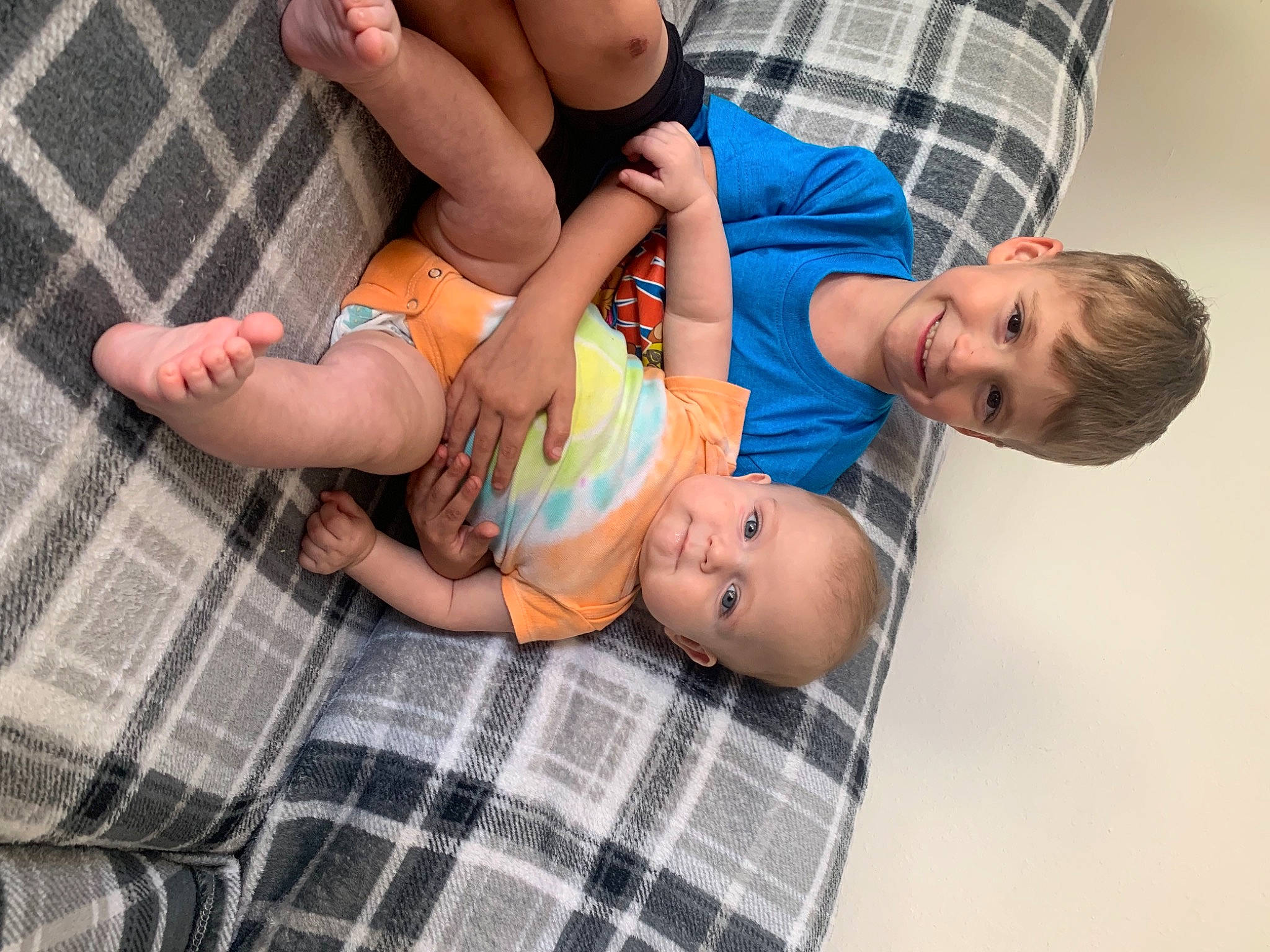 Elias joined the competition — help win amazing prizes! baby, baby_toddler_clothing, blue, comfort, fun, happy, joint, joy, knee, leg, muscle, people, person, plaid, shorts, skin, stomach, tartan, textile, thigh