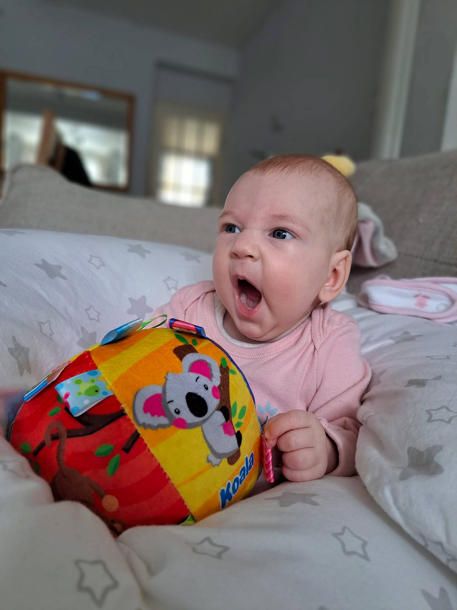 Maddison joined the competition — help win amazing prizes! baby, baby_toddler_clothing, cheek, child, comfort, dress, face, finger, fun, happy, iris, linens, lip, mouth, nose, person, skin, smile, t_shirt, textile