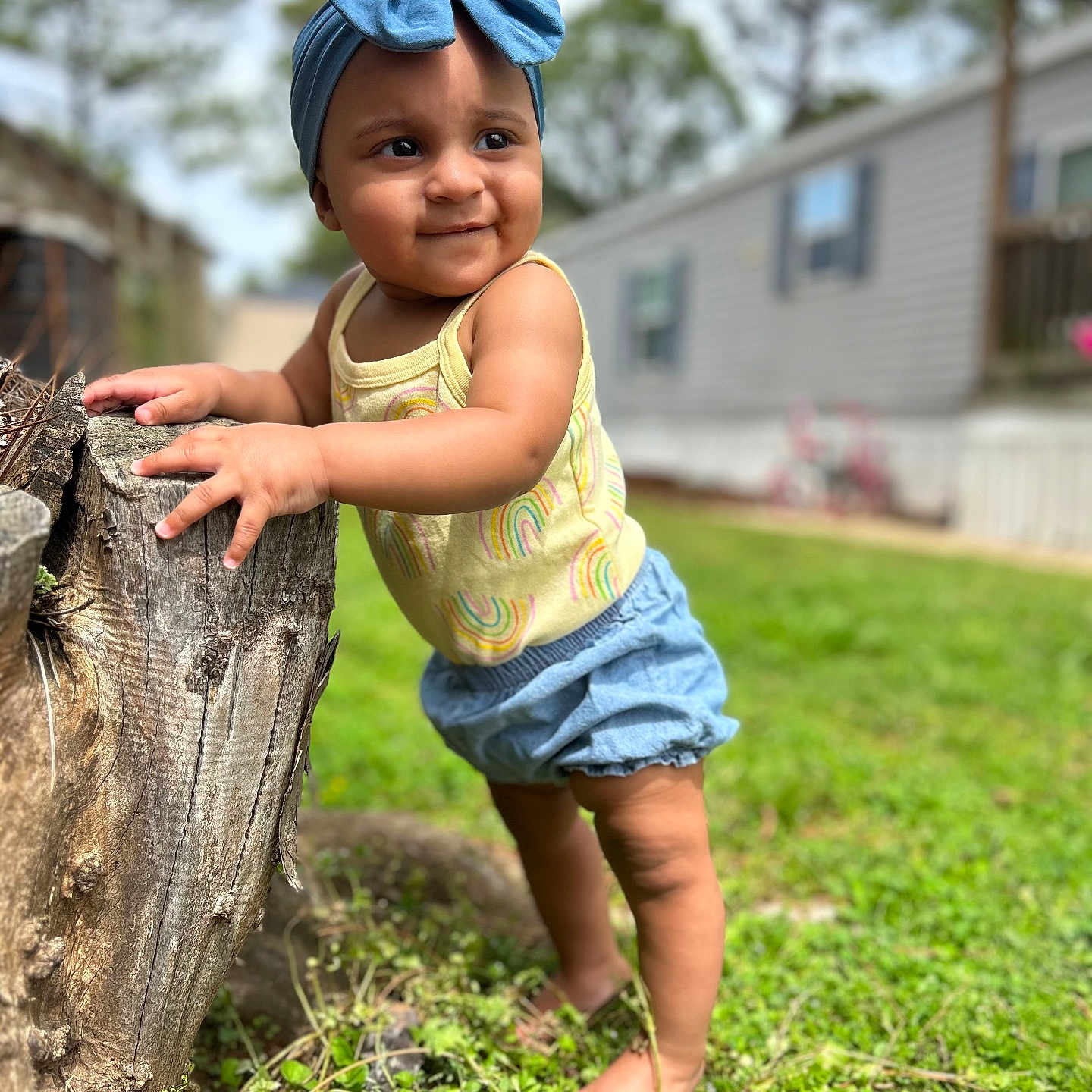 Kameila joined the competition — help win amazing prizes! backyard, boy, child, clothing, dress, face, grass, hat, head, male, nature, outdoors, person, photography, plant, portrait, shorts, sitting, tree, yard