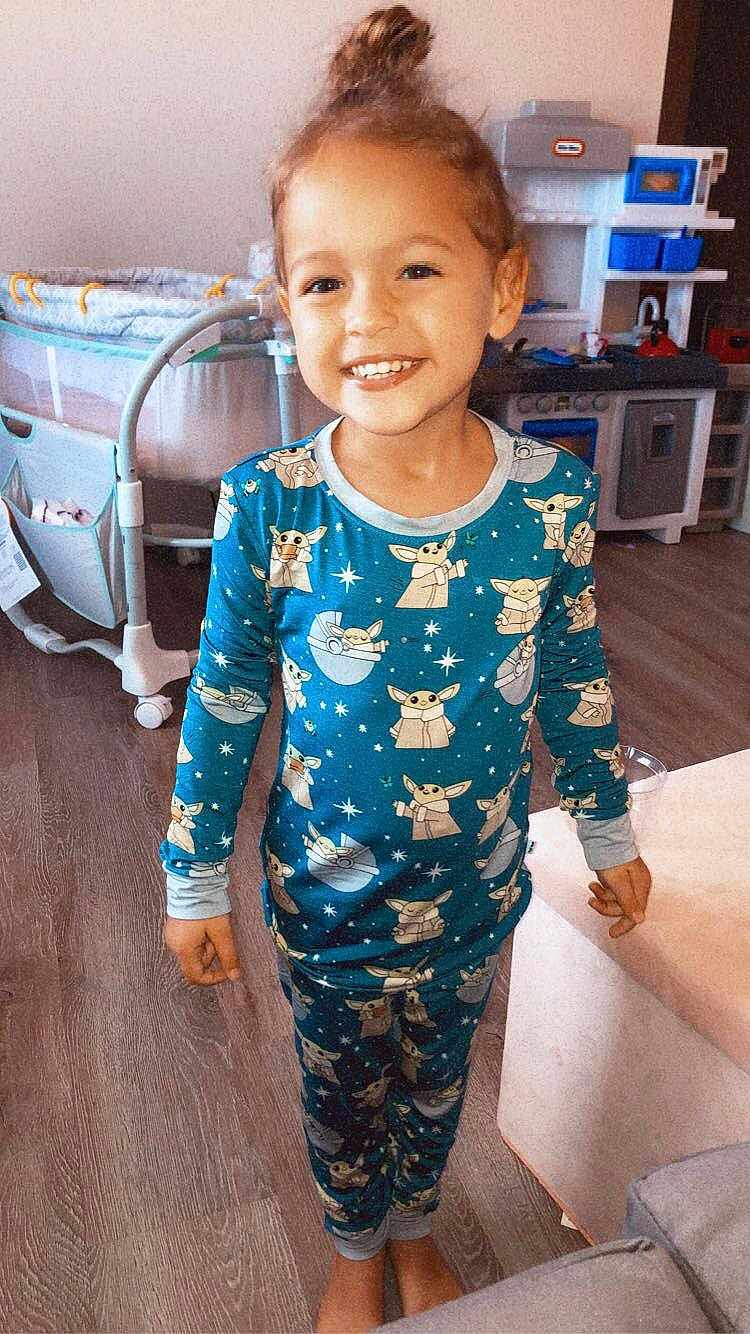 Everleigh joined the competition — help win amazing prizes! baby_toddler_clothing, child, electric_blue, eye, face, flooring, fun, hairstyle, happy, head, home_appliance, joy, pattern, person, room, skin, sleeve, smile, t_shirt, television