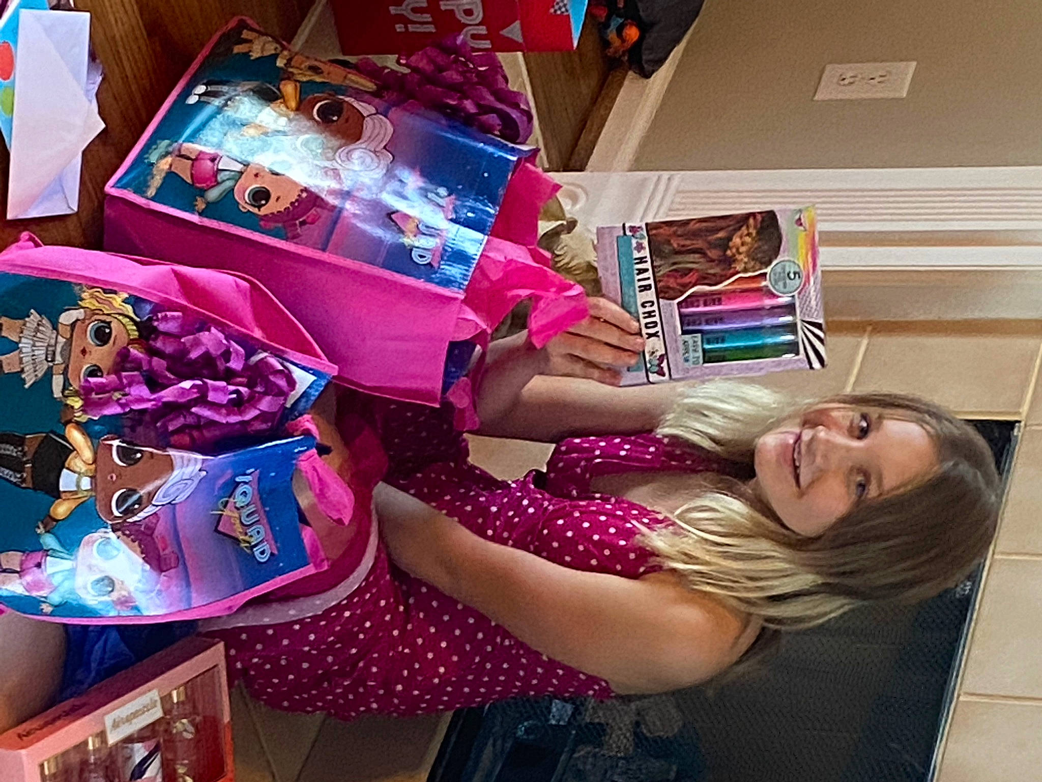 Alyssa joined the competition — help win amazing prizes! art, child, comfort, fashion_accessory, flesh, fun, happy, human_leg, joy, linens, magenta, pattern, person, publication, purple, room, sitting, smile, snack, t_shirt