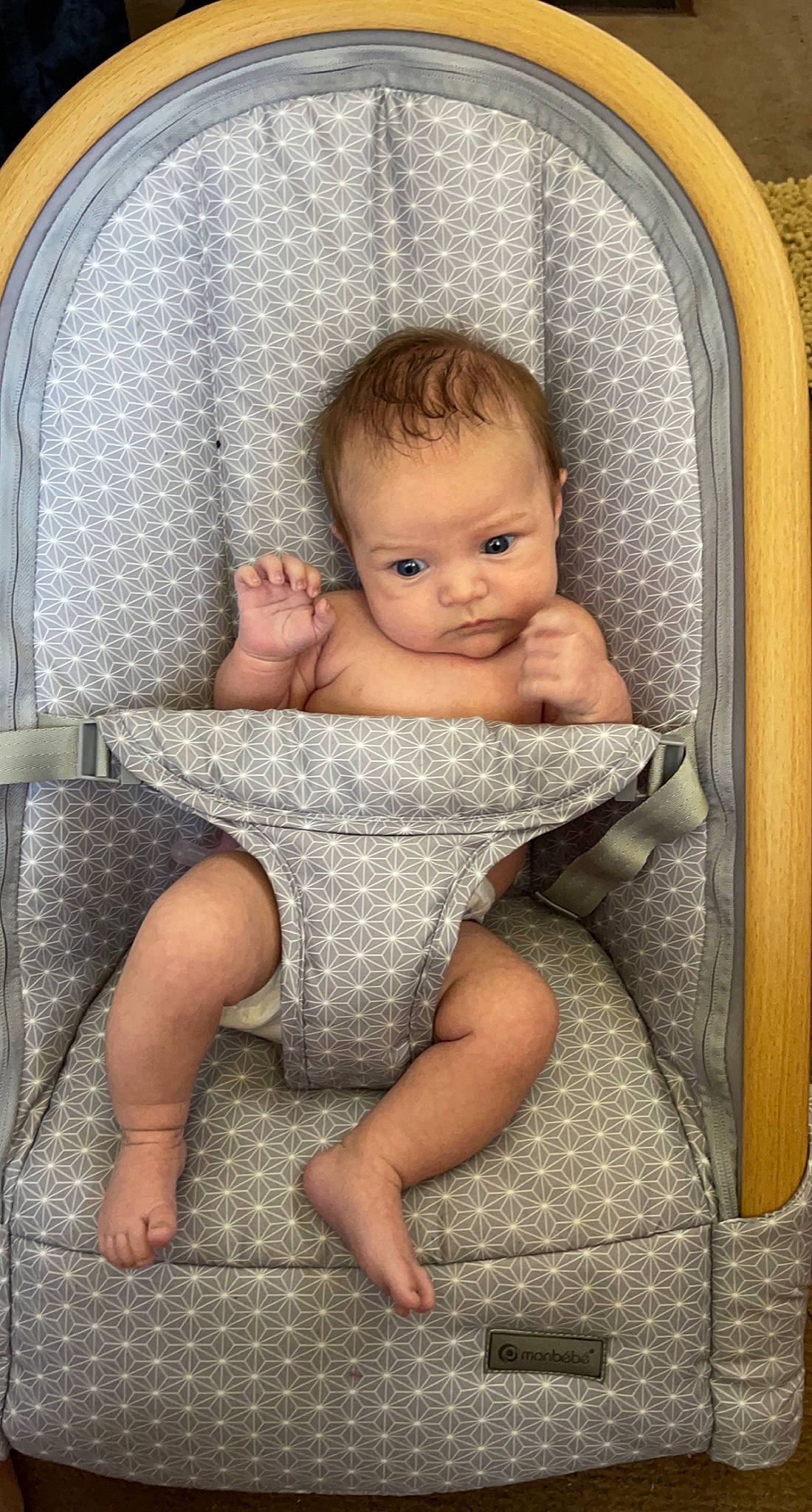 Layken joined the competition — help win amazing prizes! baby, baby_products, baby_toddler_clothing, bathing, chair, cheek, chest, child, comfort, flash_photography, flooring, fun, iris, mammal, mouth, person, product, sitting, skin, textile