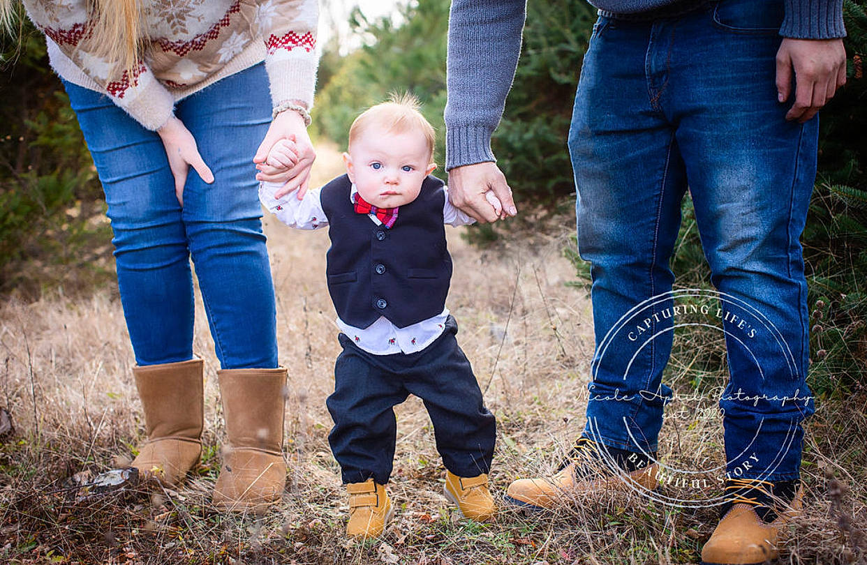 Avery joined the competition — help win amazing prizes! adaptation, footwear, gesture, grass, happy, holding_hands, jeans, leg, leisure, morning, people, people_in_nature, person, photograph, plant, shoe, sneakers, sunlight, toddler, tree