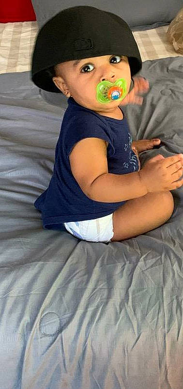 Dallas joined the competition — help win amazing prizes! arm, baby, child, fun, headgear, headwear, leg, nose, person, smile, t_shirt, toddler