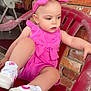 Mariellis joined the competition — help win amazing prizes! baby, brick_wall, casual, chair, child, cute, earrings, fashion, foot, footwear, headband, indoors, nike, pink_clothing, portrait, red_chair, relaxed, sitting, white_shoes, young_child