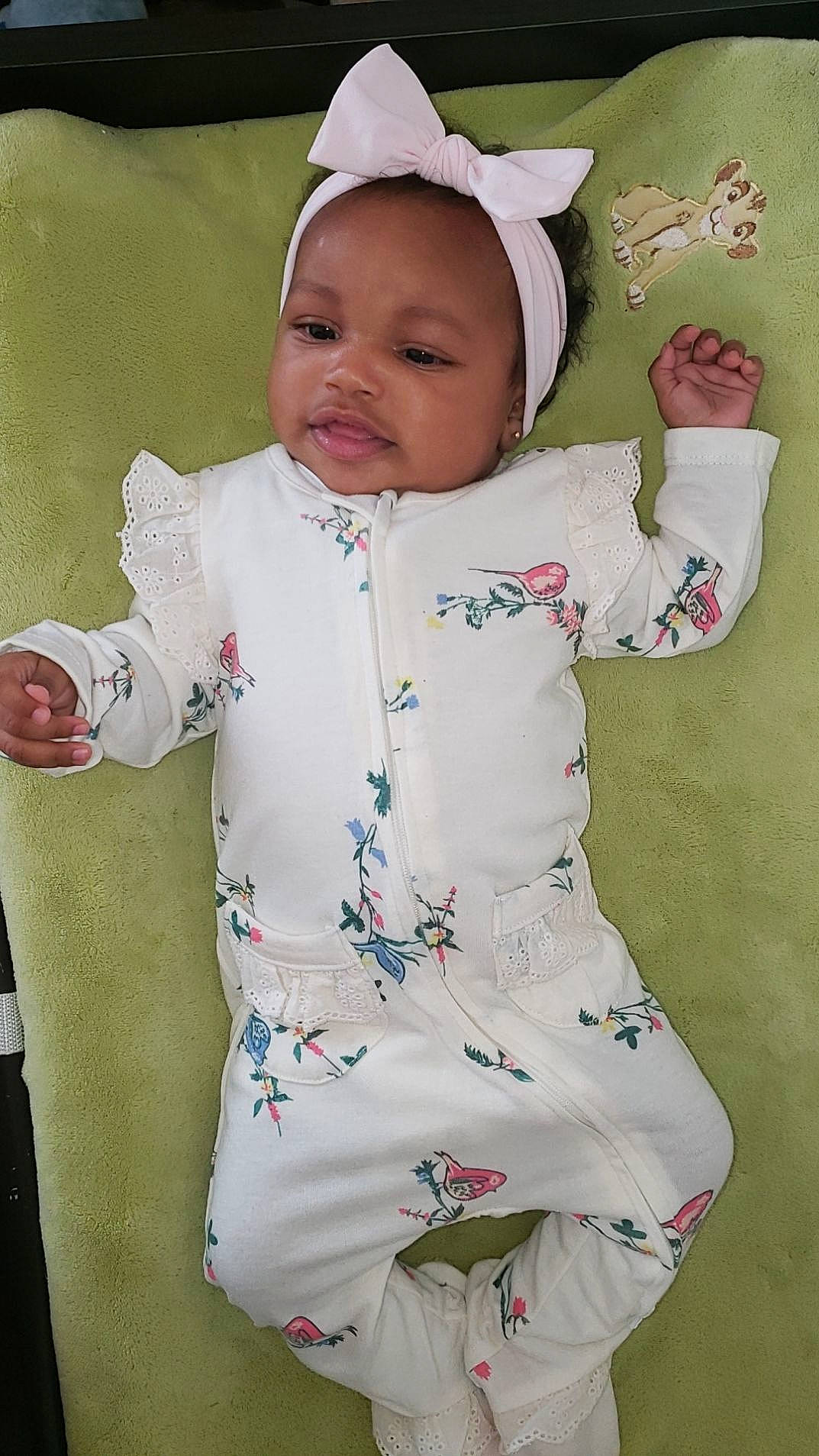Kaziah joined the competition — help win amazing prizes! baby, baby_laughing, baby_products, baby_toddler_clothing, bonnet, cheek, child, costume_accessory, hair_accessory, headband, headpiece, nightwear, person, sleeve, toddler