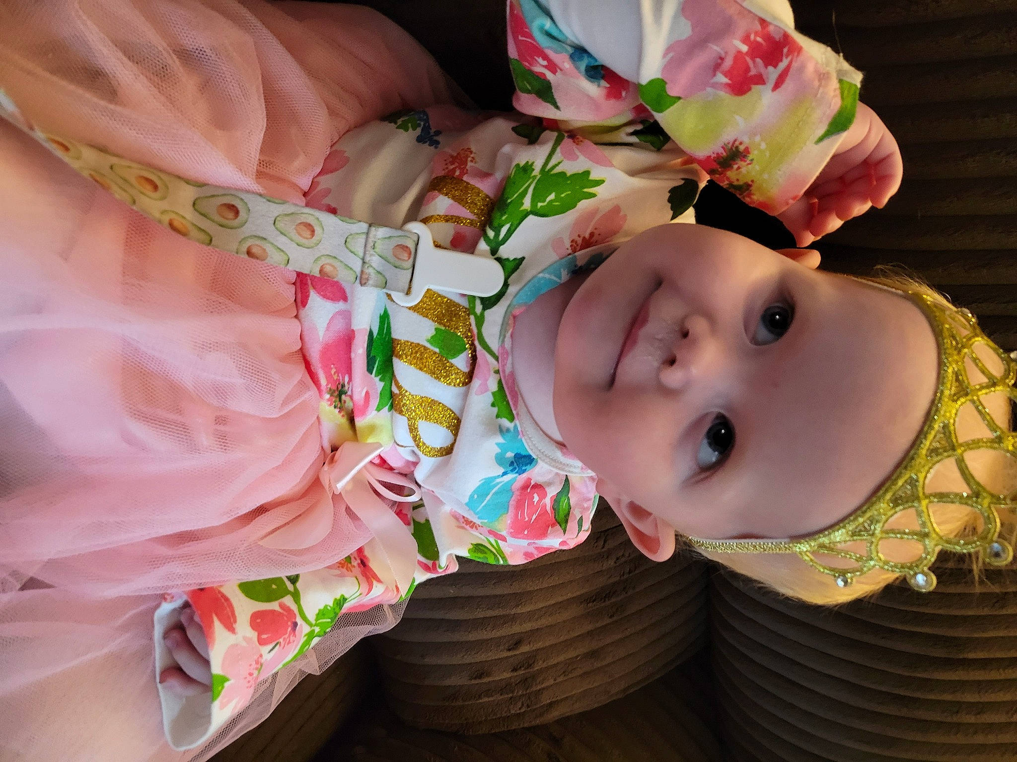 Hazel joined the competition — help win amazing prizes! baby, baby_products, baby_toddler_clothing, cheek, child, dress, eyelash, facial_expression, fashion_accessory, finger, fun, hand, happy, headgear, joy, nail, pattern, peach, person, pink