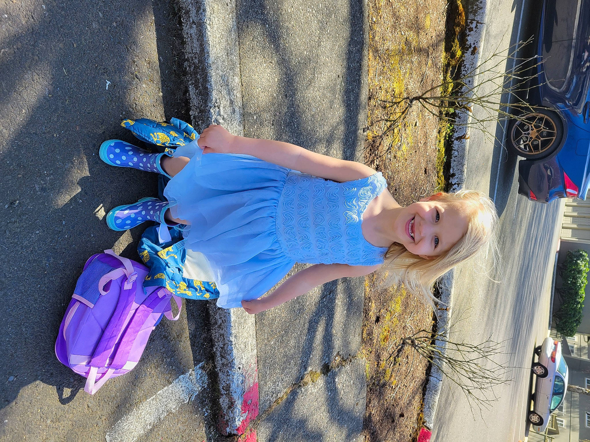 Scarlett joined the competition — help win amazing prizes! adventure, asphalt, azure, boot, electric_blue, fun, happy, human_leg, joy, leisure, line, magenta, pedestrian, people, person, public_space, recreation, sidewalk, smile, tree